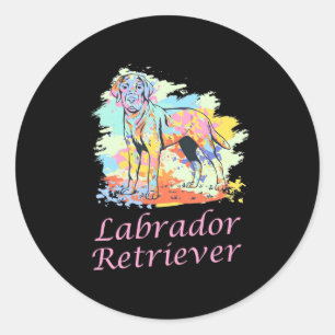 Sticker Rond Aquarelle Labrador Retriever