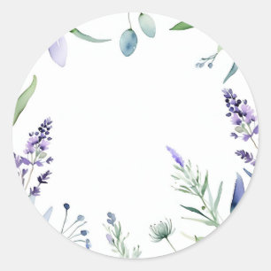 Sticker Rond Aquarelle Lavande Et Eucalyptus