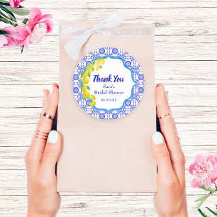 Sticker Rond Aquarelle Lemons Amalfi Merci nuptiale ronde