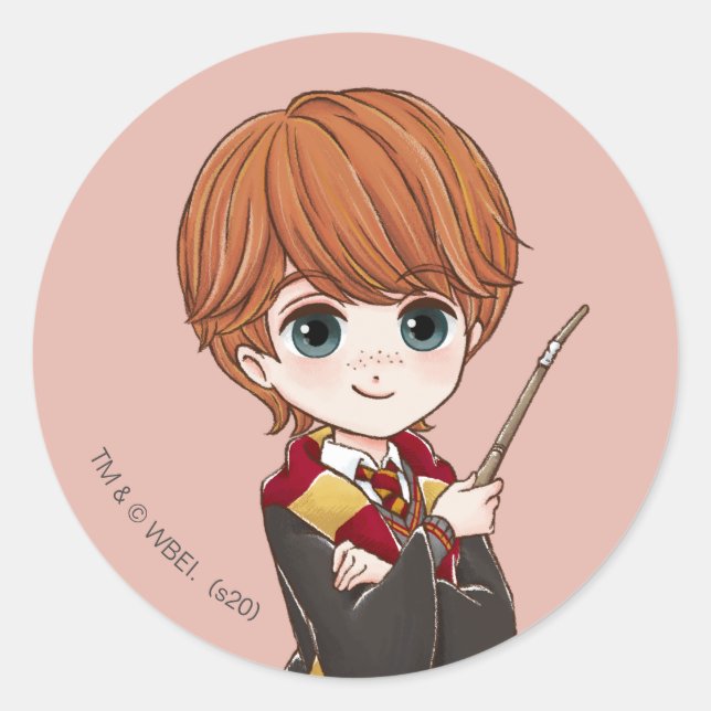 Sticker Rond Aquarelle Magique Ron Weasley (Devant)