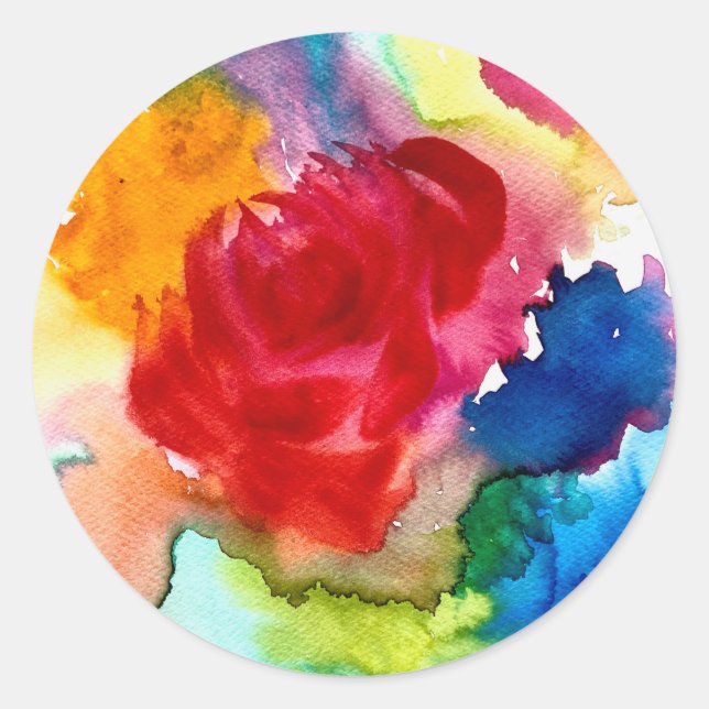 Sticker Rond Aquarelle magnifique art rose abstrait (Devant)