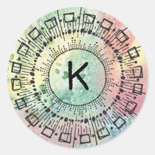 Sticker Rond Aquarelle Main Drakes Circles Lignes Démarrage