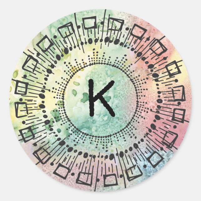 Sticker Rond Aquarelle Main Drakes Circles Lignes Démarrage (Devant)