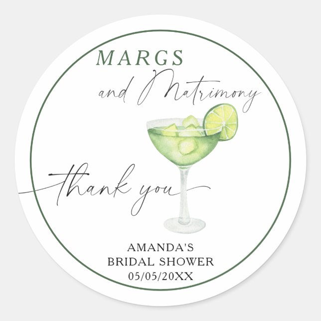Sticker Rond Aquarelle Margarita Merci douche nuptiale (Devant)