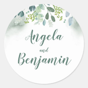 Sticker Rond Aquarelle Mariage de verdure