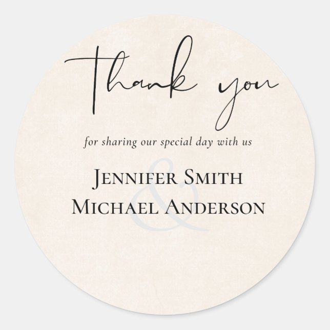 Sticker Rond Aquarelle Mariage gris Peach BUDGET (Devant)