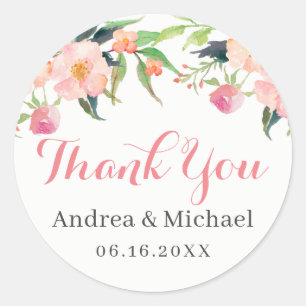 Sticker Rond Aquarelle mariage Jardin botanique Floral