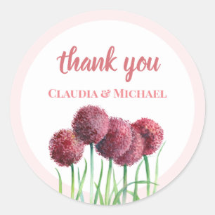 Sticker Rond Aquarelle mariage violet rose Alliances