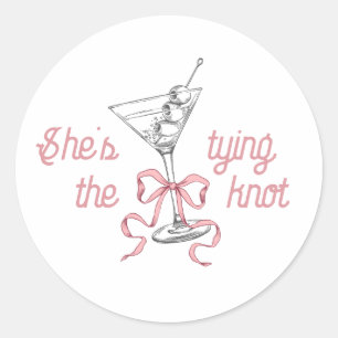 Sticker Rond Aquarelle Martini Pink Bow Attache Le noeud