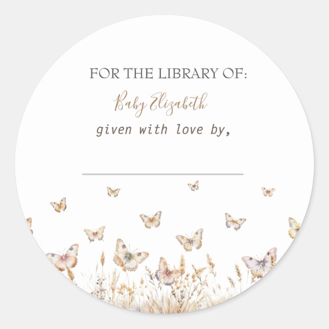 Sticker Rond Aquarelle Meadow Butterflies Grossesse (Devant)