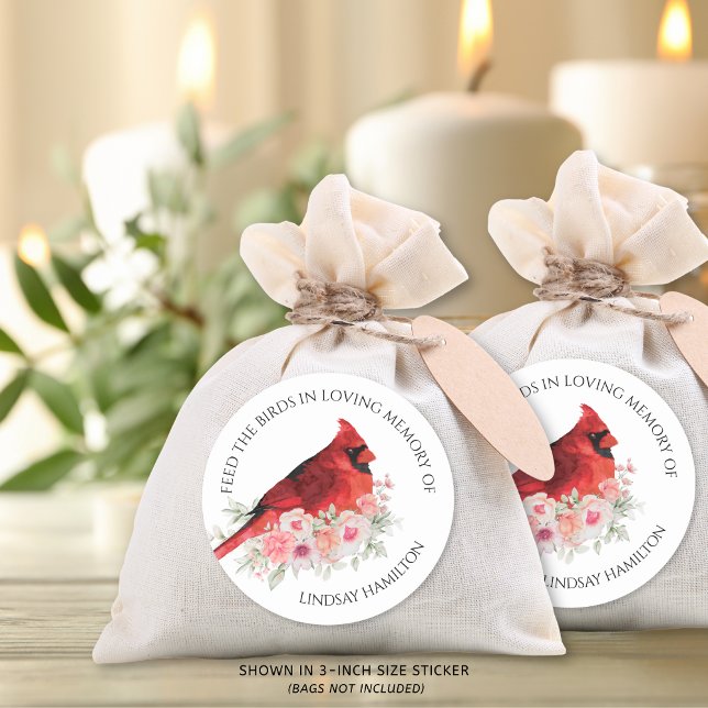 Sticker Rond Aquarelle Memorial Bird Seed Cardinal Favoriser (Créateur téléchargé)