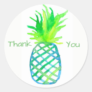 Sticker Rond Aquarelle Merci ananas