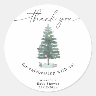 Sticker Rond Aquarelle Merci de Noël