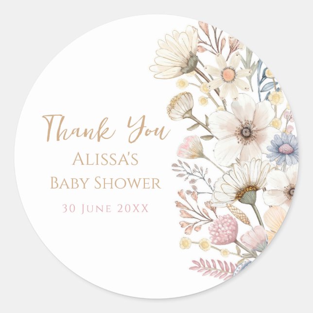 Sticker Rond Aquarelle Merci Floral (Devant)