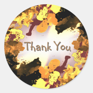 Sticker Rond Aquarelle Merci peinture Splatter Orange