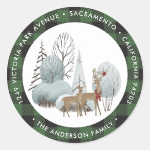 Sticker Rond Aquarelle mignonne Noël Retourner l'adresse Étique