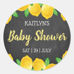 Sticker Rond Aquarelle moderne Baby shower citronnier