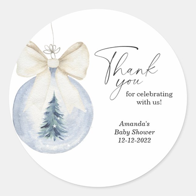 Sticker Rond Aquarelle moderne baby shower d'arbre de Noël (Devant)