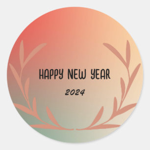Sticker Rond Aquarelle moderne dégradante florale Bonne année