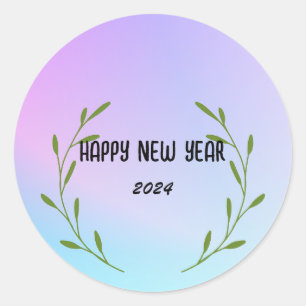 Sticker Rond Aquarelle moderne dégradante florale Bonne année