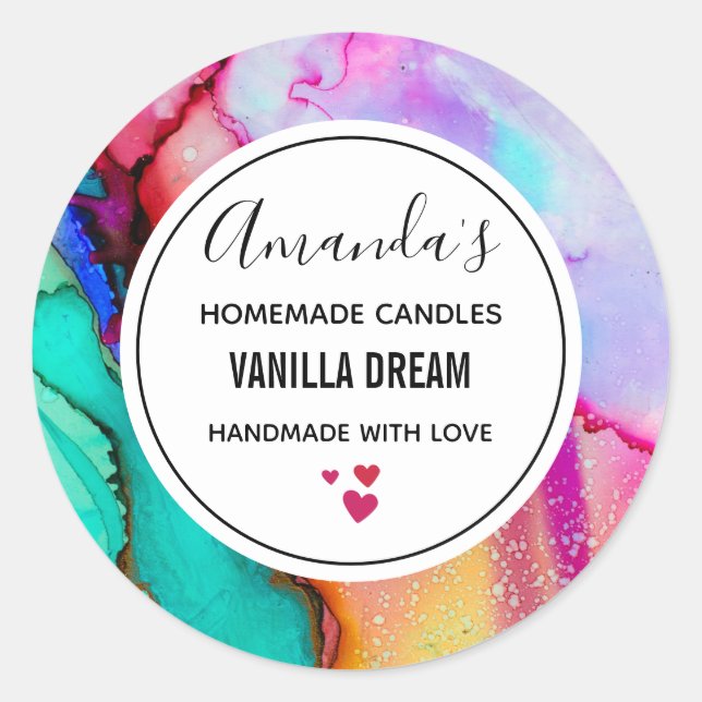 Sticker Rond Aquarelle moderne en marbre Abstrait (Devant)