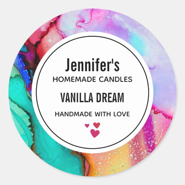 Sticker Rond Aquarelle moderne en marbre Abstrait (Devant)