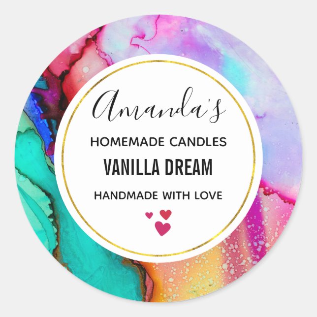 Sticker Rond Aquarelle moderne en marbre Abstrait (Devant)