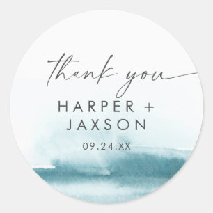 Sticker Rond Aquarelle moderne Faveur de mariage Turquoise Me