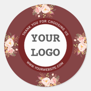 Sticker Rond Aquarelle moderne Fleurs roses Marque