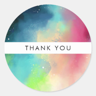 Sticker Rond Aquarelle moderne Green & Red Space Nebula