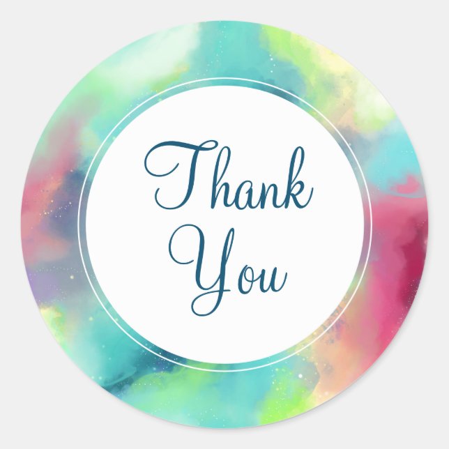 Sticker Rond Aquarelle moderne Green & Red Space Nebula (Devant)