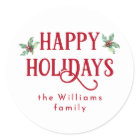 Aquarelle moderne Holly & Red Happy Holidays