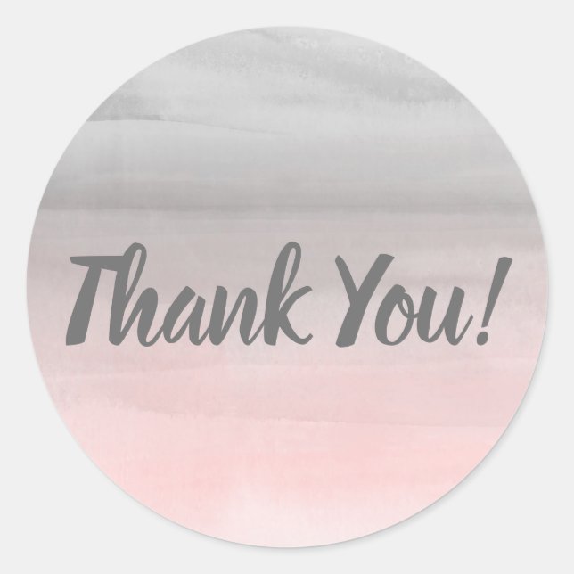 Sticker Rond Aquarelle moderne rose et gris brillant Ombre (Devant)
