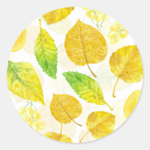 Sticker Rond Aquarelle motif d'automne