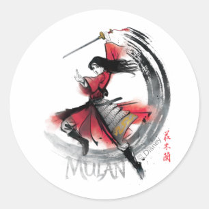 Sticker Rond Aquarelle Mulan Sword Art
