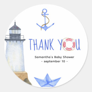 Sticker Rond Aquarelle nautique - merci