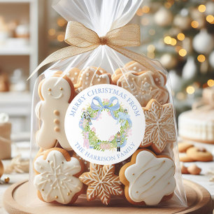 Sticker Rond Aquarelle Nutcracker Wreath Cadeau