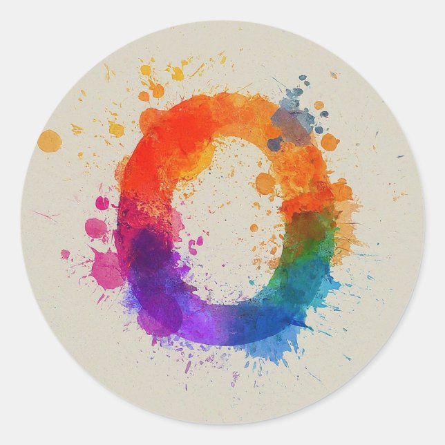Sticker Rond Aquarelle O (Devant)