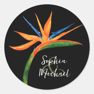 Sticker Rond Aquarelle Oiseau du Paradis