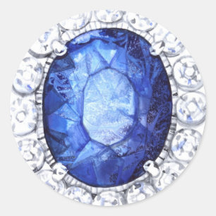 Sticker Rond Aquarelle originale Royal Sapphire