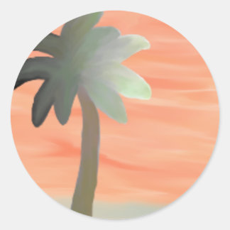 Sticker Rond Aquarelle Palm Tree