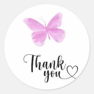 Sticker Rond Aquarelle Papillon merci