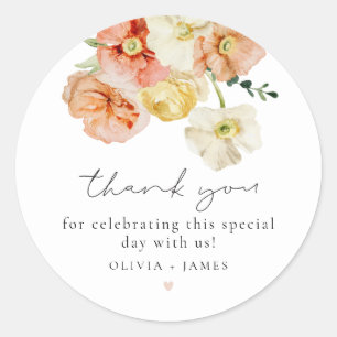 Sticker Rond Aquarelle Pastel clair Merci de printemps Floral