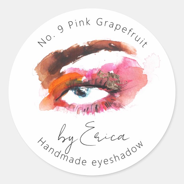 Sticker Rond Aquarelle Peinture des yeux maquillage Emballage d (Devant)