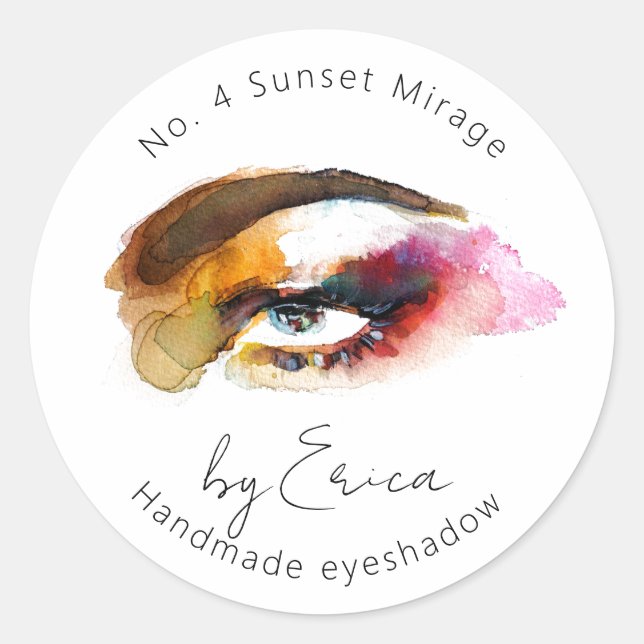 Sticker Rond Aquarelle Peinture des yeux maquillage Emballage d (Devant)