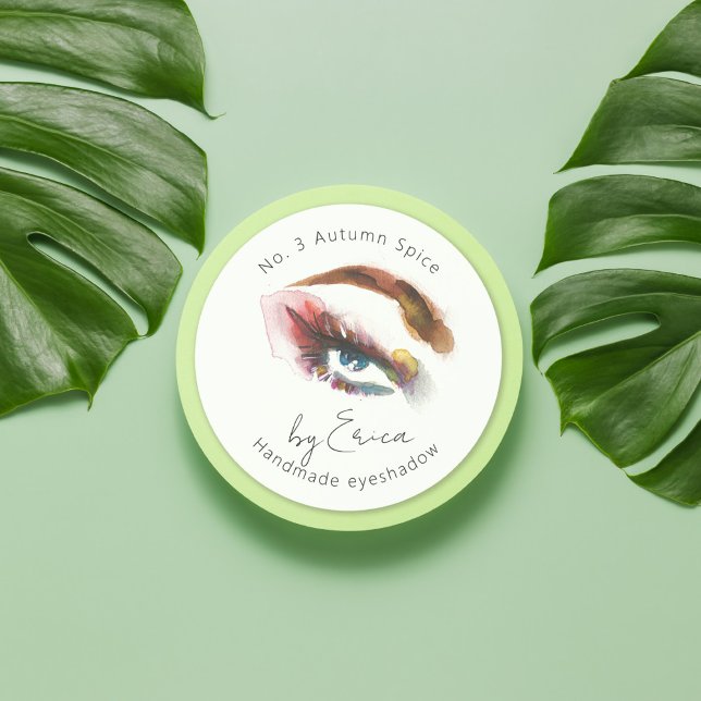 Sticker Rond Aquarelle Peinture des yeux maquillage Emballage d (Créateur téléchargé)