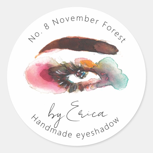 Sticker Rond Aquarelle Peinture des yeux maquillage Emballage d (Devant)