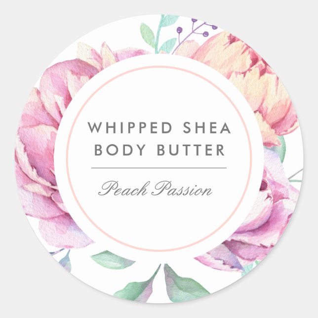 Sticker Rond Aquarelle Peonies Floral produit d'affaires (Devant)