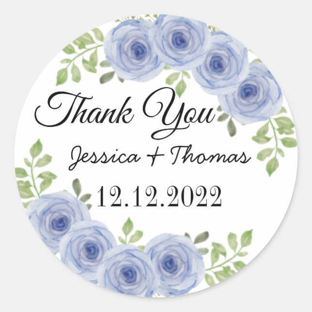 Sticker Rond Aquarelle Peony Fleurs Merci Mariage Faveur C (Devant)