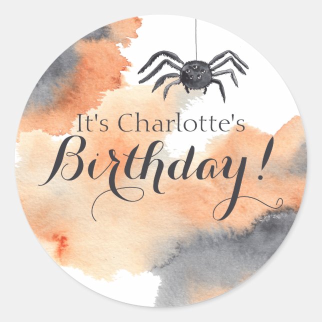 Sticker Rond Aquarelle personnalisée Cute Halloween Anniversair (Devant)